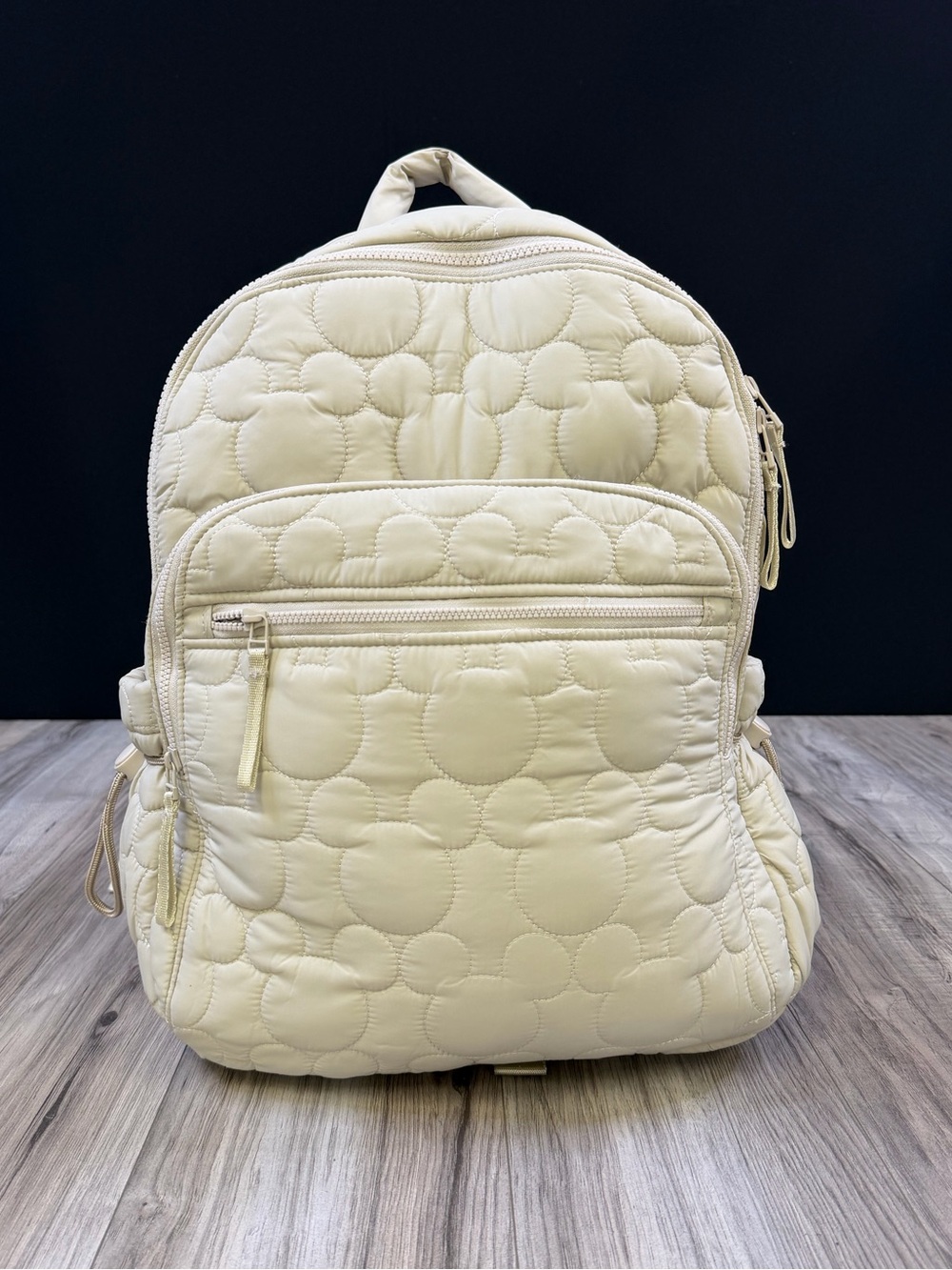 Vera Bradley Disney Bancroft Backpack Quilted Mickey Pumice Stone Beige NEW